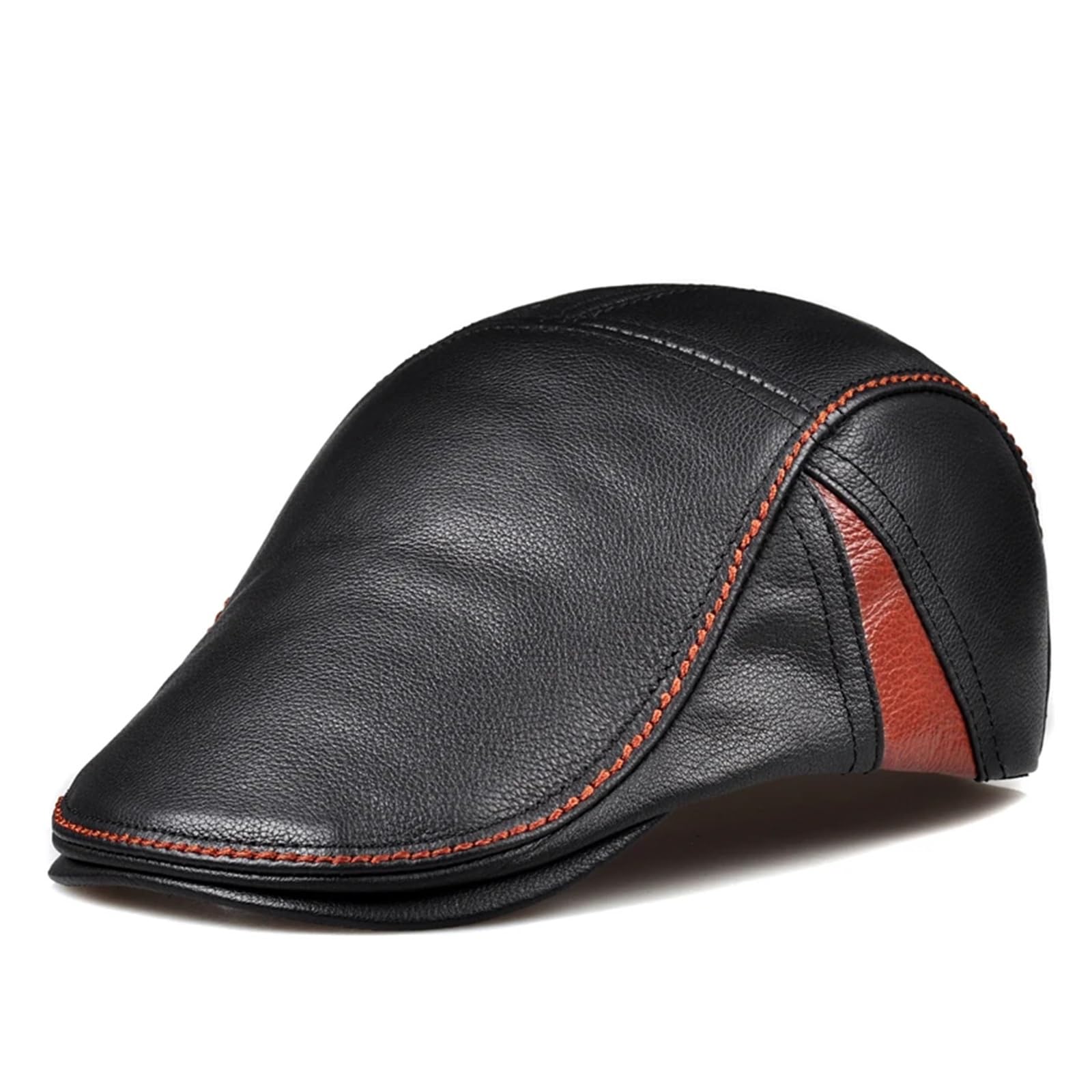 Winter Man Head Warm Darke Berets Hat Male Genuine Leather 56-60 cm Fitted Stitches Caps For