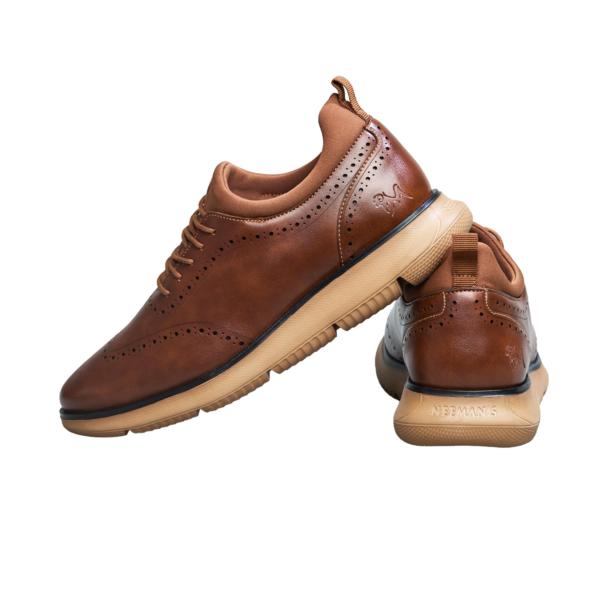 Neeman's Crossover Brogues for Men | Hybrid Sneaker Oxford Shoes with Faux Leather Upper & Cushioned Sole | Comfortable & Stylish Semi-Casual Lace-Ups for Office & Formal Wear Tan 3