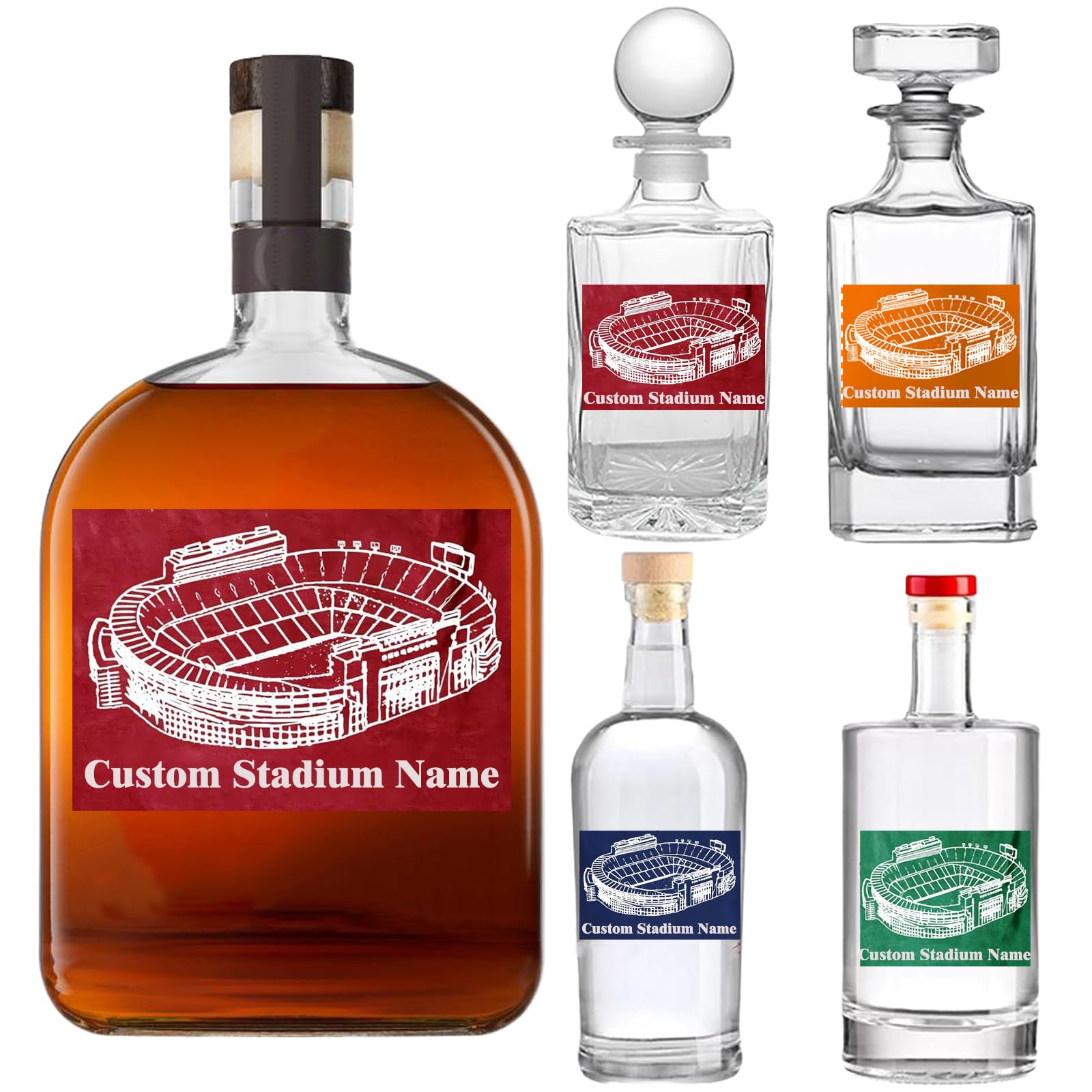 Custom American Football Stadium Whiskey Bottle for Men Personalized College Football Field Liquor Decanters for Football Fans College Students Graduation
