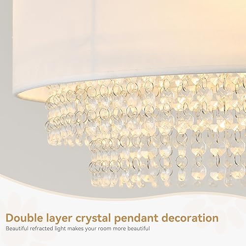 Miniatura 7 de Ventilador de techo con lámpara de cristal de 20 pulgadas con luz, ventiladores de techo boho con control remoto de luces, enjaulado de 6