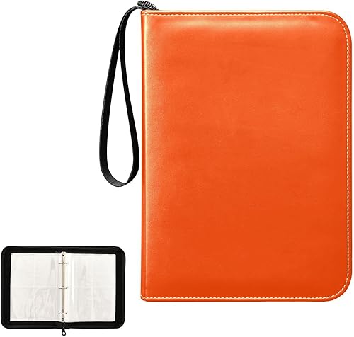 Miniatura 2 de Álbum de recolección de tarjetas rojo naranja en piel sintética resistente, 400 bolsillos, carpeta de tarjetas de béisbol impermeable fácil de