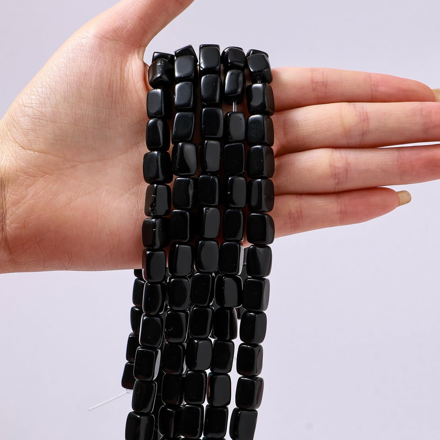 Natural Large Black Onyx Agate Cube Stone Beads 8x11mm 38cm/str Loose Semi Gemstone Stone Square Beads for Making Bracelets Necklace - Image 3