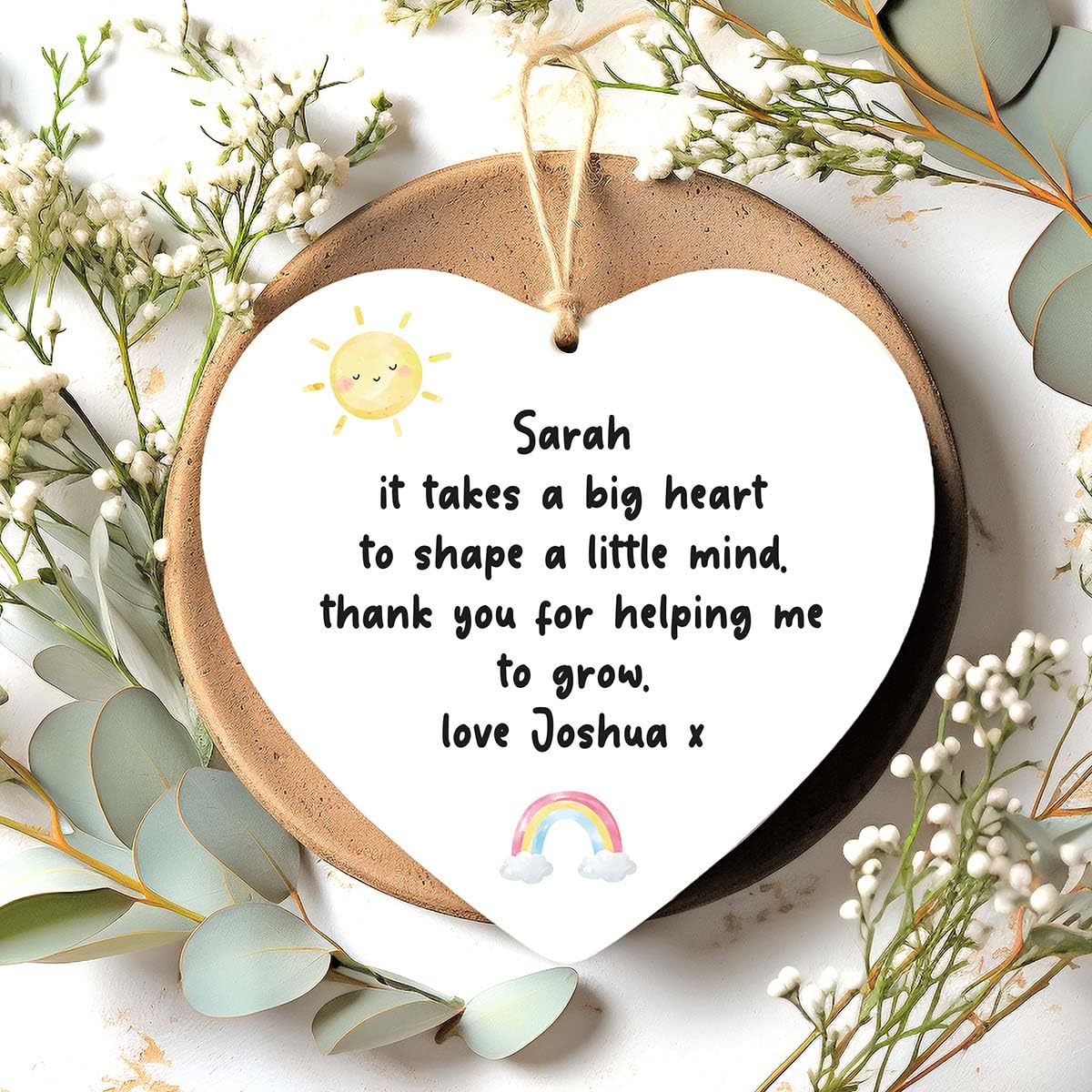 Colourbat Clear Acrylic Personalised Teacher Gift, Thank You For Helping Me Grow, Childminder Gift, Nursery Teacher, End Of Term, School Leaver, Acrylic Keepsake