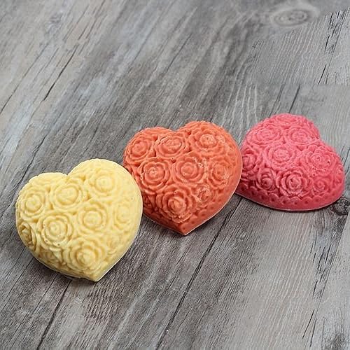 Miniatura 5 de Molde de silicona con forma de corazón de 3 cavidades para jabón, barra de loción, bomba de baño, vela