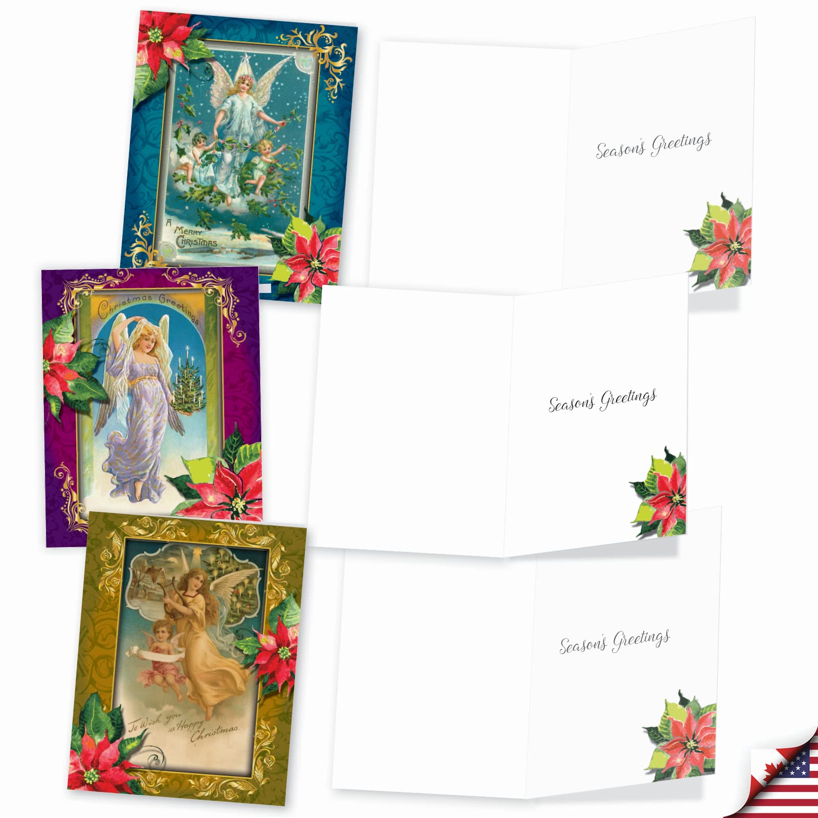 The Best Card Company AM1747SGG-B2x10 Weihnachtskarten mit Umschlägen, Weihnachtsengel – 20 sortierte Boxen mit Umschlägen, 10 x 13 cm