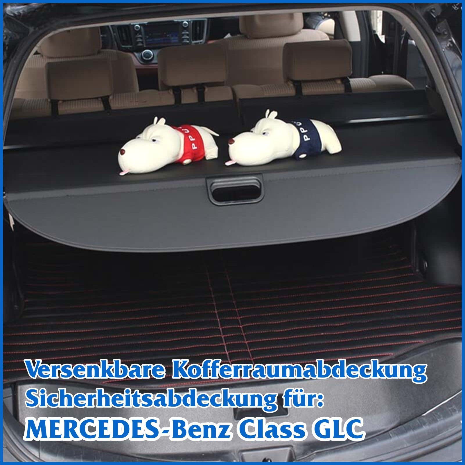 Frachtabdeckung für 2016-2021 Mercedes-Benz Class GLC Schwarz Ausziehbare Kofferraumabdeckung Rollo