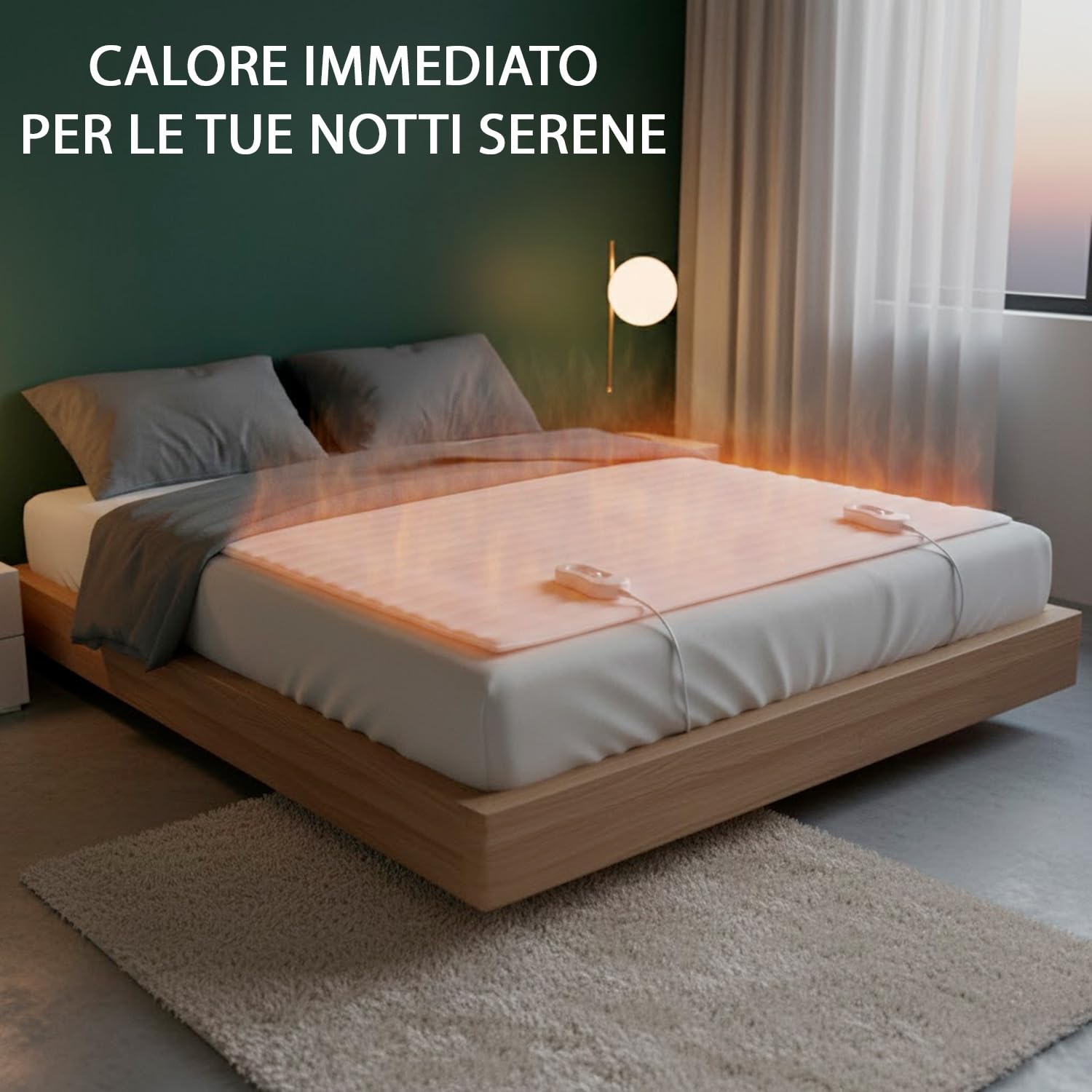 Scaldaletto Elettrico Matrimoniale 160 x 140 Cm in Poliestere 100% Coperta Elettrica Riscaldante Con 2 Telecomandi Indipendenti 3 Livelli Di Temperatura Timer Sistema Anti Surriscaldamento Bianco