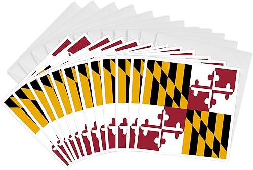 State Flag of Maryland - George Calvert - Tarjetas de felicitación, 6 x 6 pulgadas, juego de 12 (gc_158370_2)