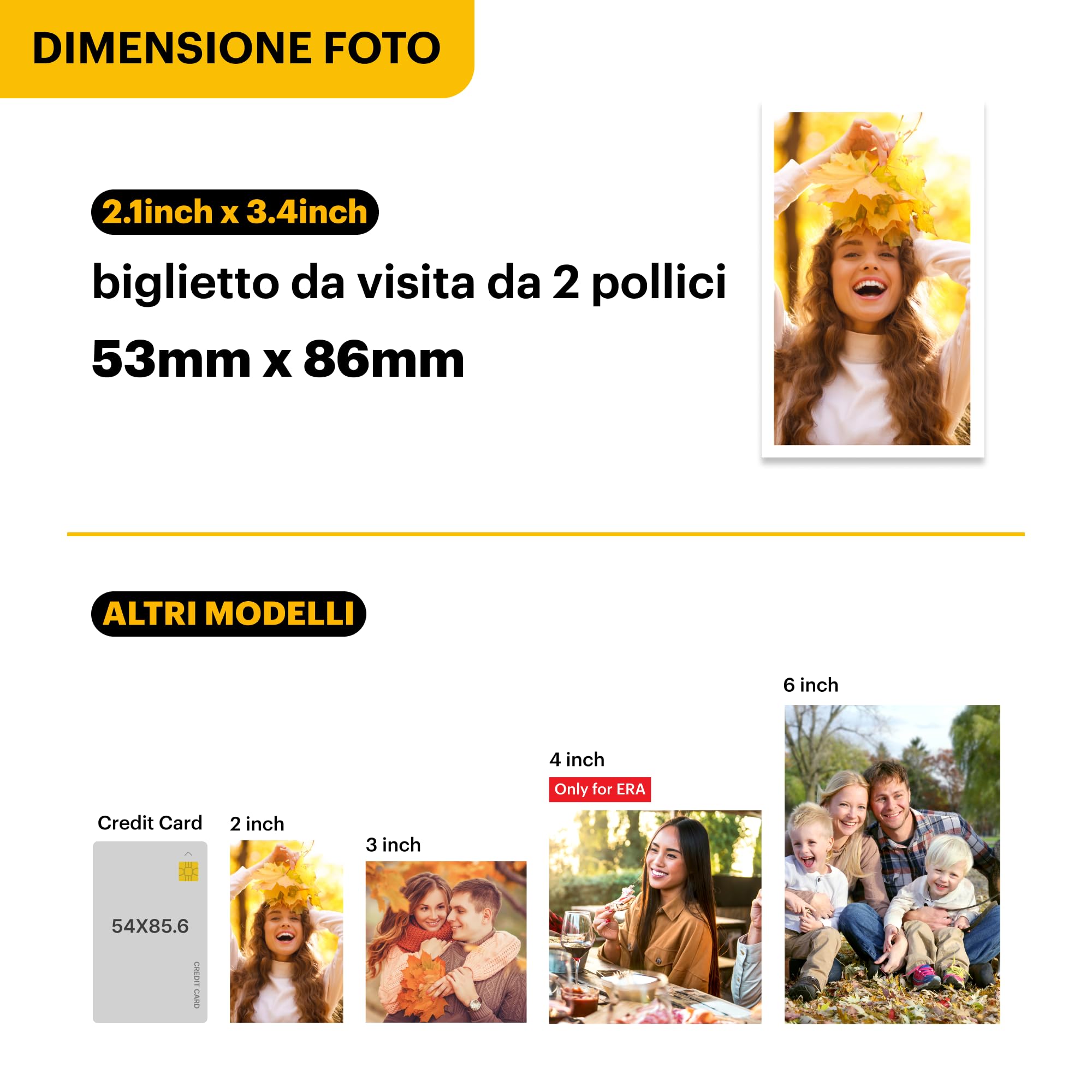 KODAK Mini 2 Era Regalo di Natale 4PASS Stampante Fotografica Portatile (5.3x8.6cm) (Stampante Fotografica Portatile + 8 Fogli inclusi + Pacchetto accessori e 30 Fogli, Giallo)