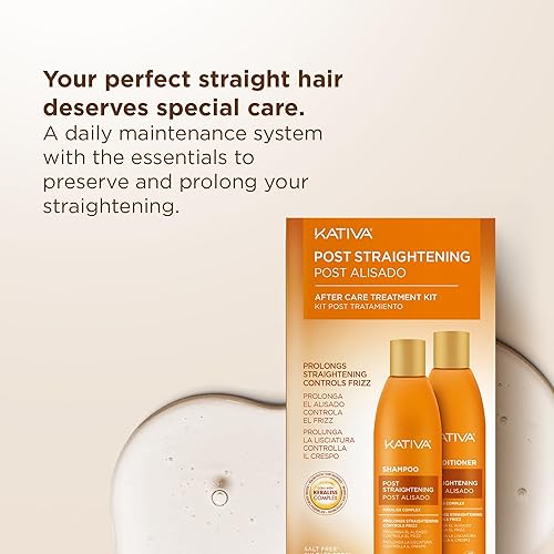 Miniatura 4 de Kativa Post-Straightening Hair Care Kit – Salt-Free Shampoo & Conditioner with Vegetal Keratin & Hyaluronic Acid – Helps Prolong Straightening up to