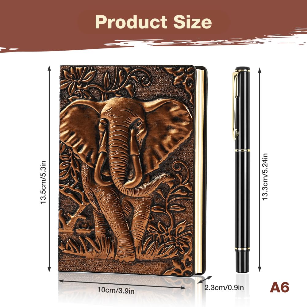 OFFCUP Leather Notebook A6, 200 Pages Hardcover Journal Travel Diary with Pen - Image 2