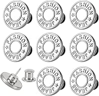 [Upgraded] 8 Sets Jean Buttons pins No Sew Instant 17mm Replacement Button Adjustable Pants Buttons Kit