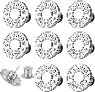 [Upgraded] 8 Sets Jean Buttons pins No Sew Instant 17mm Replacement Button Adjustable Pants Buttons Kit