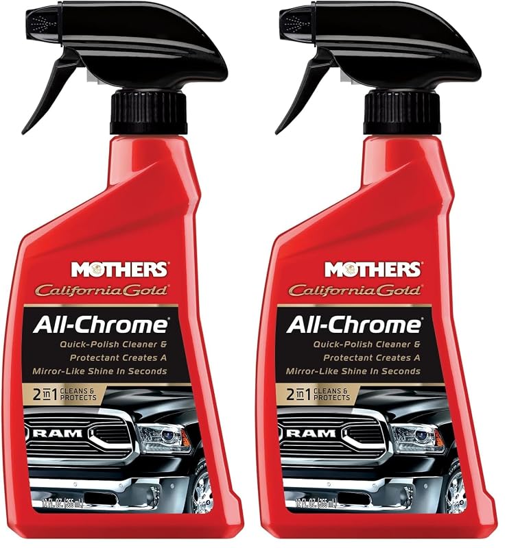 Mothers 05222 California Gold All Chrome Polish Polidor para Cromo e Metal 355 mL Kit com 2