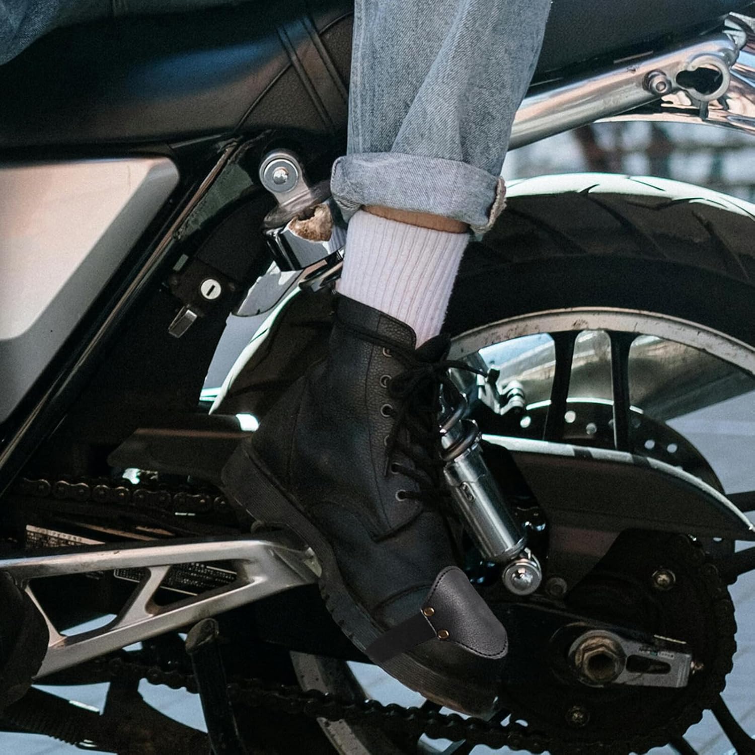 SECFOU 5pcs Motorcycle Shoe Cover Pads Universal Gear-Shifting Protector Black Motorbike Shift Boot Covers for Men Women Riding Accessories