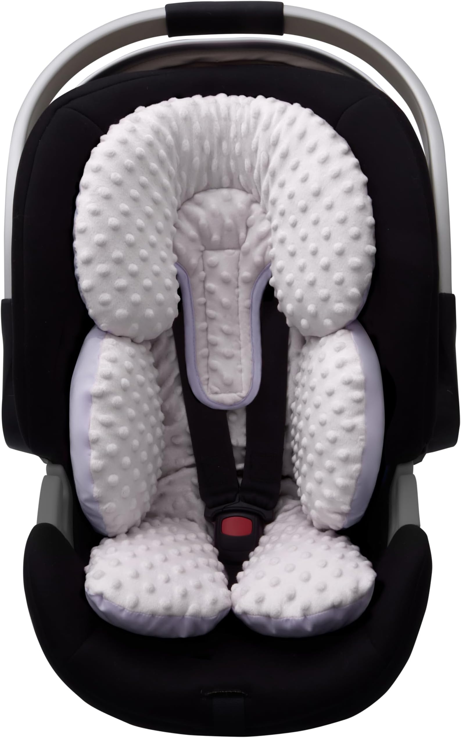 Infant Car Seat Head Neck Body Support, Ultra-Soft Minky and Microfiber Newborn Car Seat Insert, Perfect for Car Seat, Stroller, 2-in-1 Reversible, for Boys and Girls, Gray