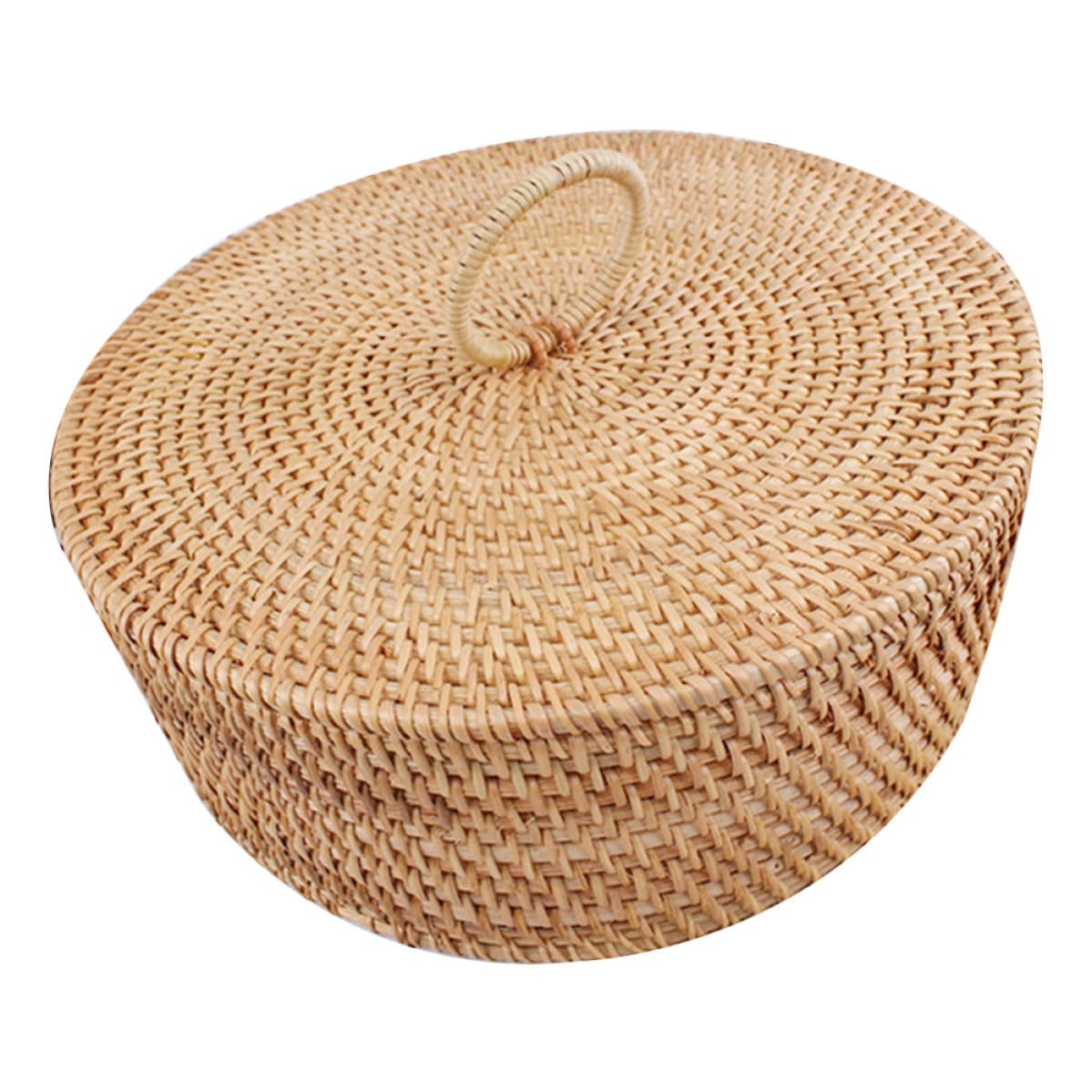 Cesto Portaoggetti in Legno con Coperchio Vintage, Divisorio Interno Liscio e Lavorazione Fine per Conservare Snack e Dolci in Casa