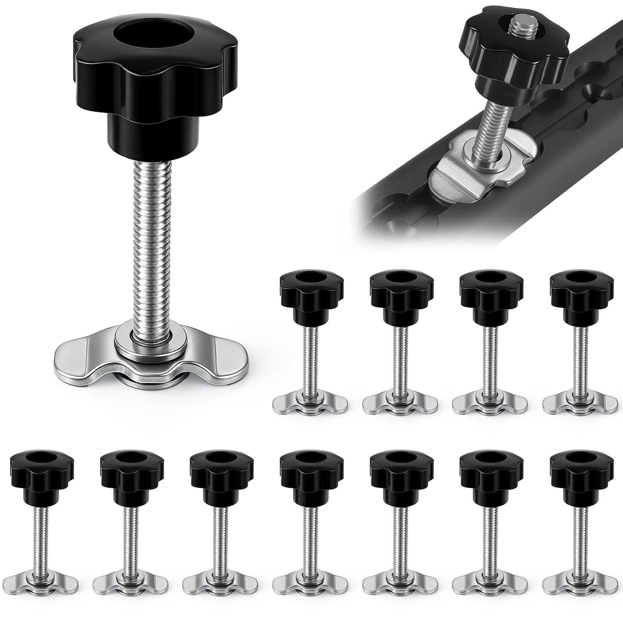 Lot de 12 raccords à vis M8 x 60 - Raccord Airline - En acier galvanisé - Pour camping-cars, camionnettes, sécurité de charge, ferrure d'extrémité rapide pour les utilisateurs de transport DIY