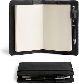 Hide & Drink, Rustic Cover for Leuchtturm A6 Hardcover Notebook 3.6 x 5.9 in. Notebook Not Included Full Grain Leather, Handmade Charcoal Black