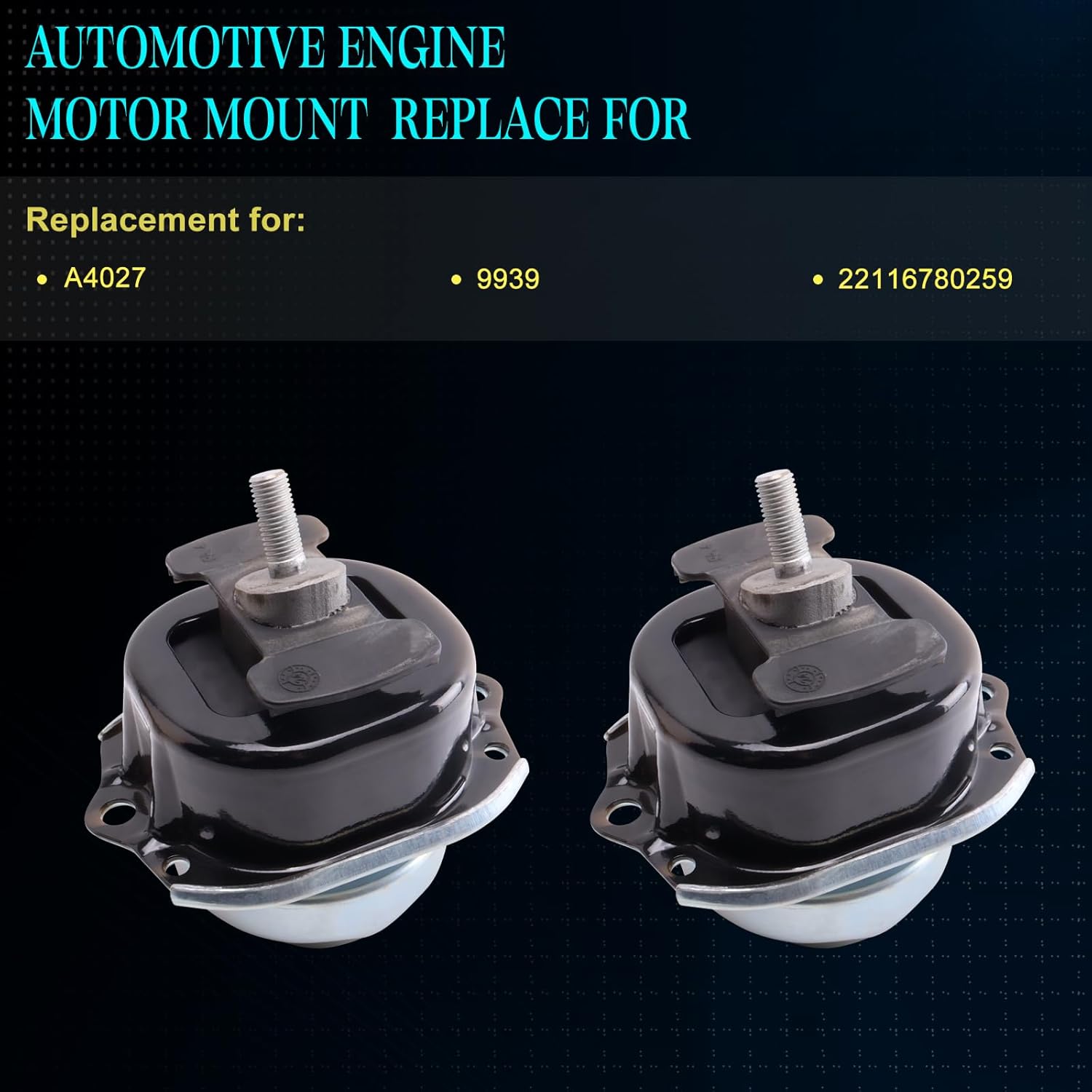 SHERXIBO Set of 2 Engine Motor Mount Compatible with 2007-2008 E70 L6 3.0L X5,2009-2018 E70 L6 3.0L X5 Gas,2009-2019 E71 L6 3.0L X6 Replace for A4027 9939 22116778191 22116780259