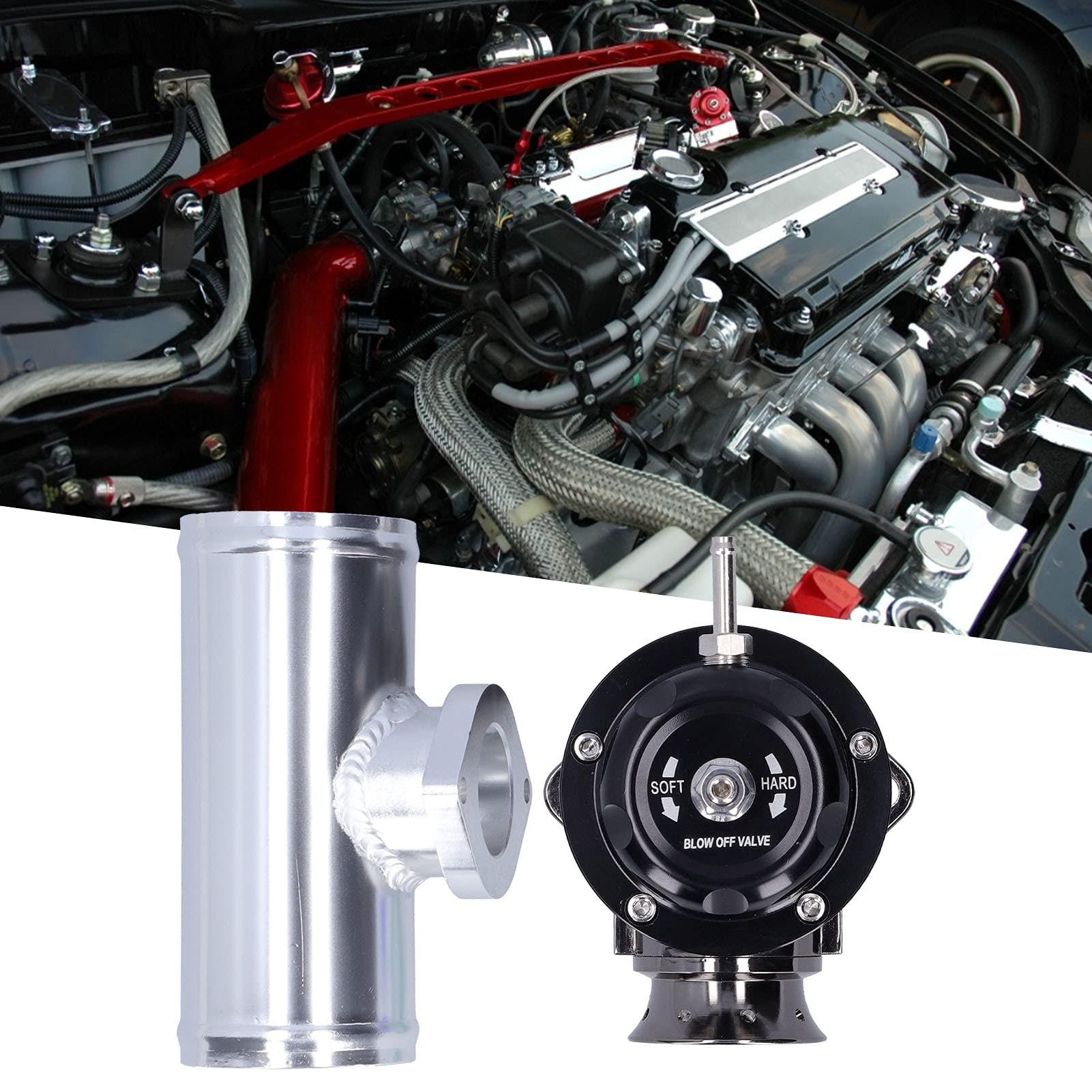 Válvula de descarga turbo de palanquilla de aluminio, tubo de brida de 2,5 pulgadas TipoRS Válvula de descarga universal Accesorio para automóvil SDDBOVGRSBL FPG250(negro)