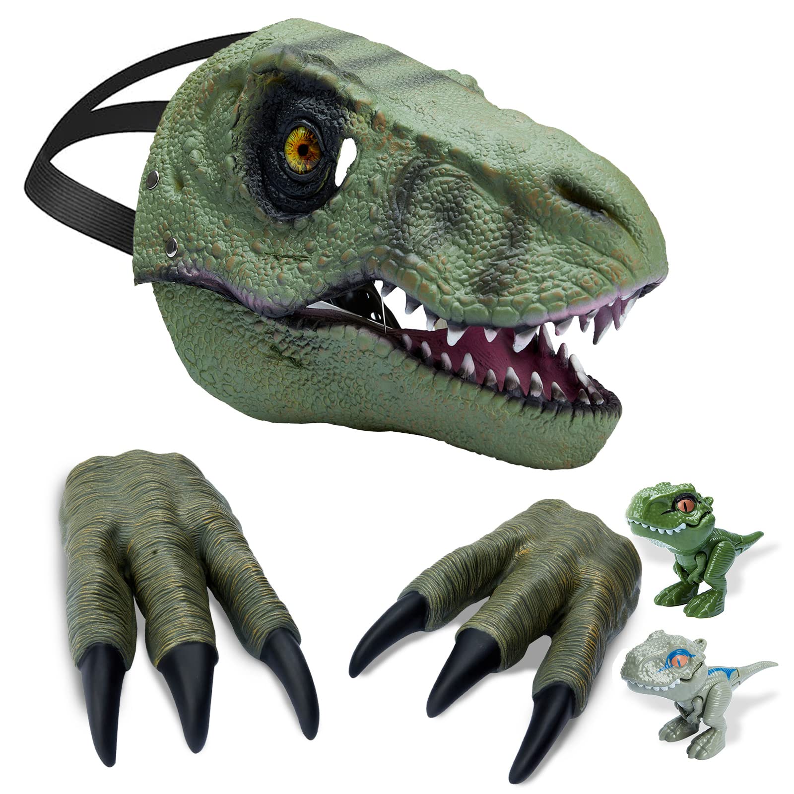 Pwtuuki Dinosaur Mask with Moving Jaw - Dinosaur Head Face Mask for Kids & Adults