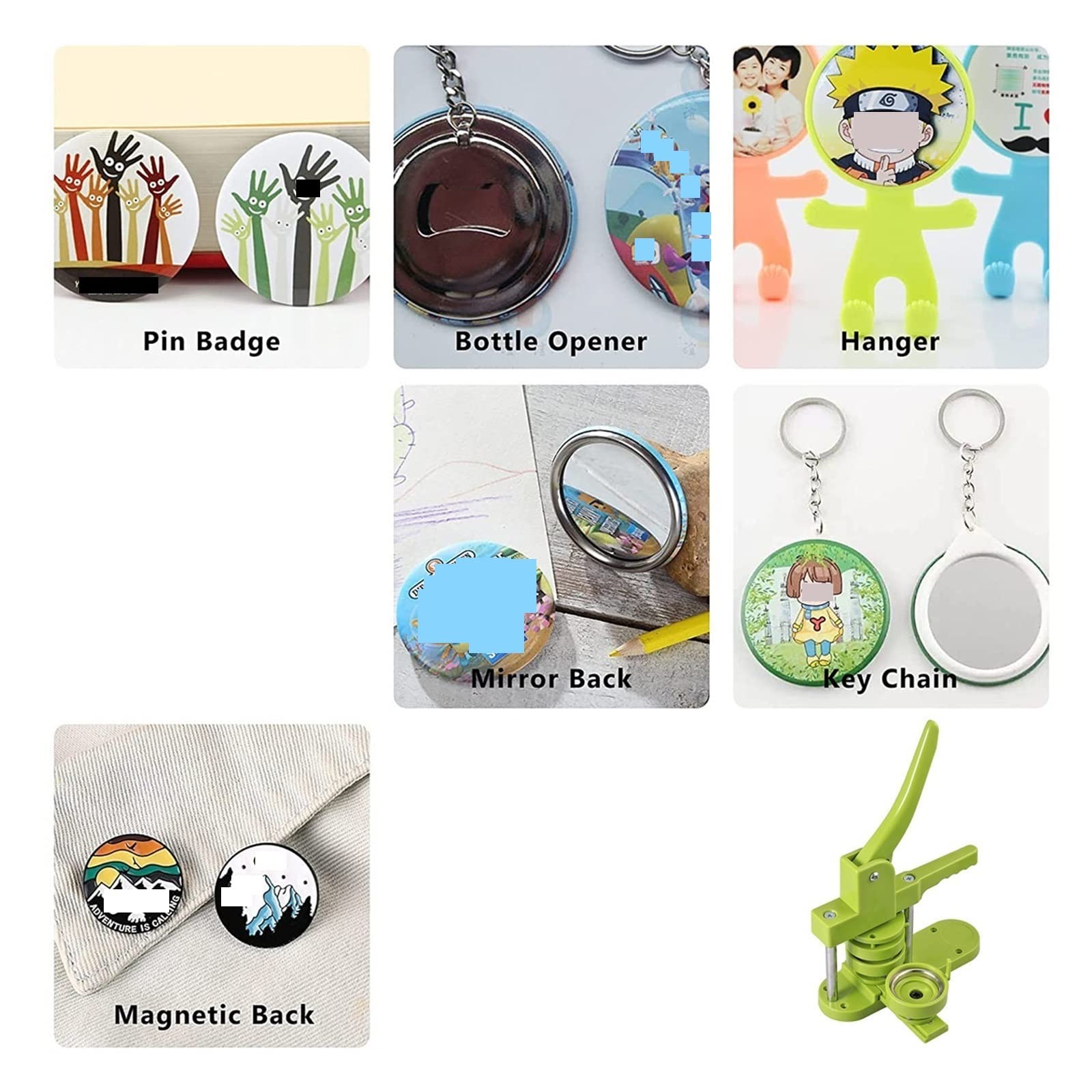 25MM-58MM Button Making Press Badge Maker Sostituibile Macchina for la stampa di badge fai-da-te,Multiuso(37MM)