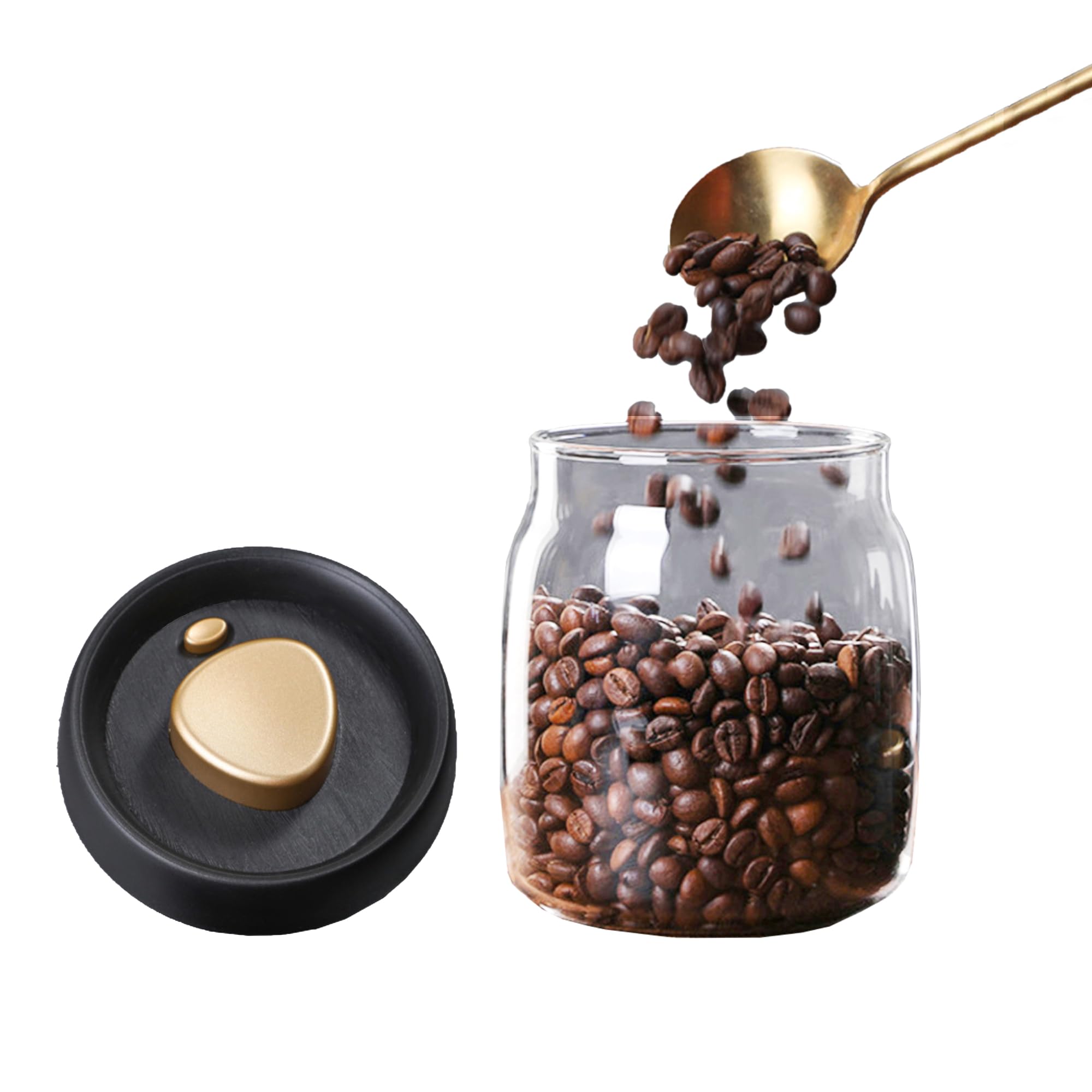 Amazon.com: GCFTIFF Airtight Coffee Canister,Glass Vacuum Storage Jar ...