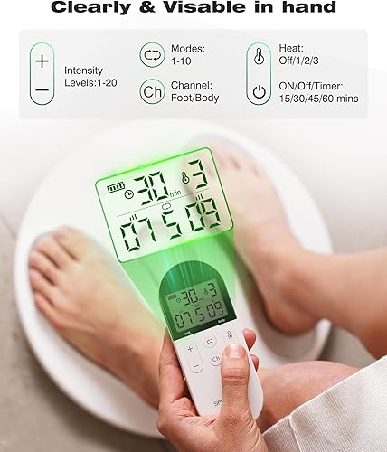 Miniatura 7 de Estimulador eléctrico transcutáneo de nervios, masajeador de pies para alivio del dolor neuropatía, TENS+EMS con calor, 10 modos y 20 niveles de