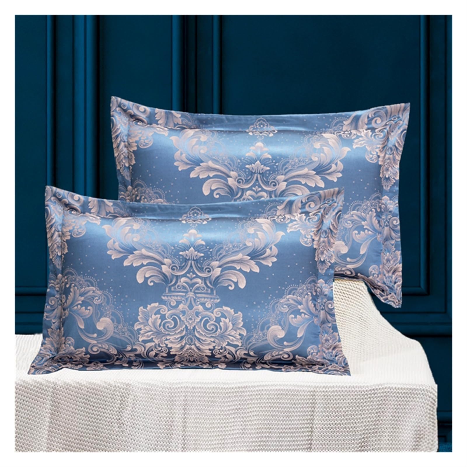 Seidenkissenbezug Luxuriöser Jacquard-Umschlag-Kissenbezug, 48 x 74 cm, Kissenbezug for Erwachsene, dekorativer Satin-Kissenbezug(F 06,48x74cm 2PCS)