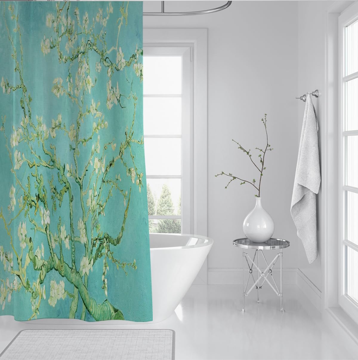 Vintage-Aprikosenblüten-Duschvorhang 150x200cm