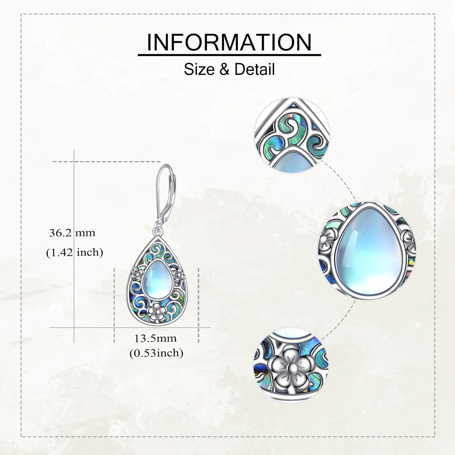 YAFEINI Filigree Moonstone Earrings 925 Sterling Silver Flower Filigree Drop Dangle Earrings Abalone Shell Filigree Jewelry Gifts For Women - Image 4