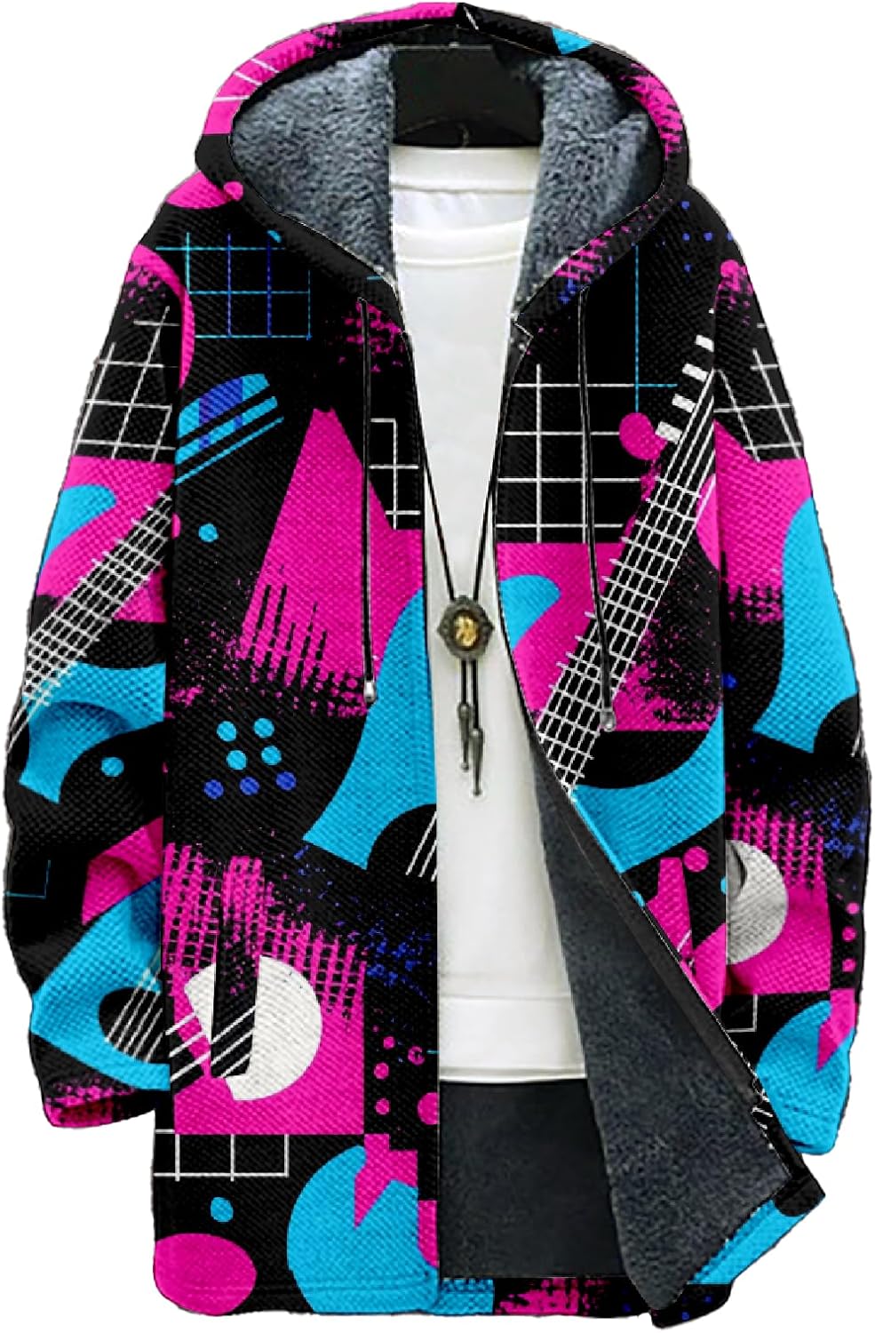 Mens Cardigan Sweater Graphic Long Cool Knitted Hoodies Zip Up with Pockets Fashion Coat Warm Fitted Jacket