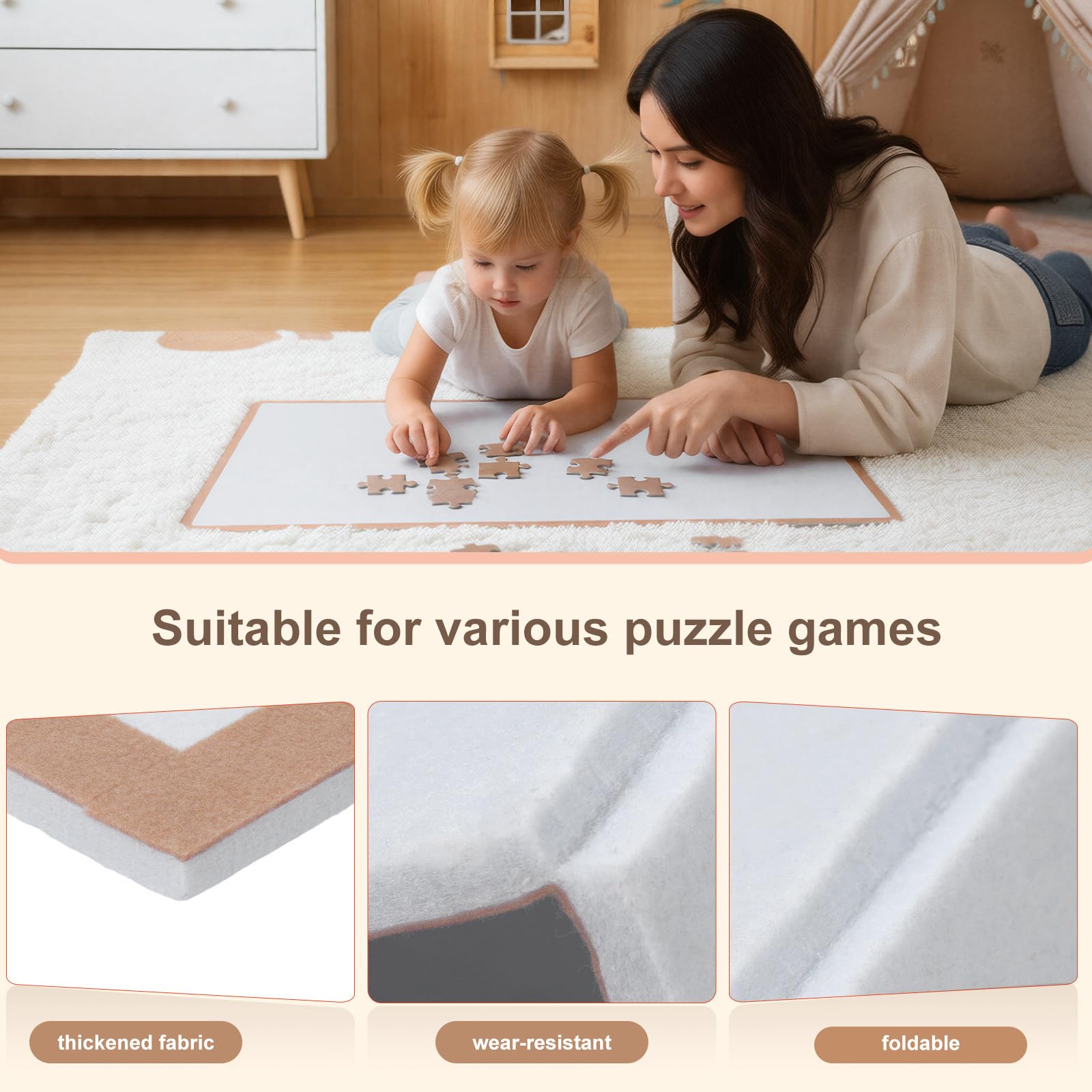 Planche de puzzle pour 1500 pièces, tapis de puzzle pliable avec cadre pour l'affichage, antidérapant et facile à ranger, 99,1 x 58,4 cm