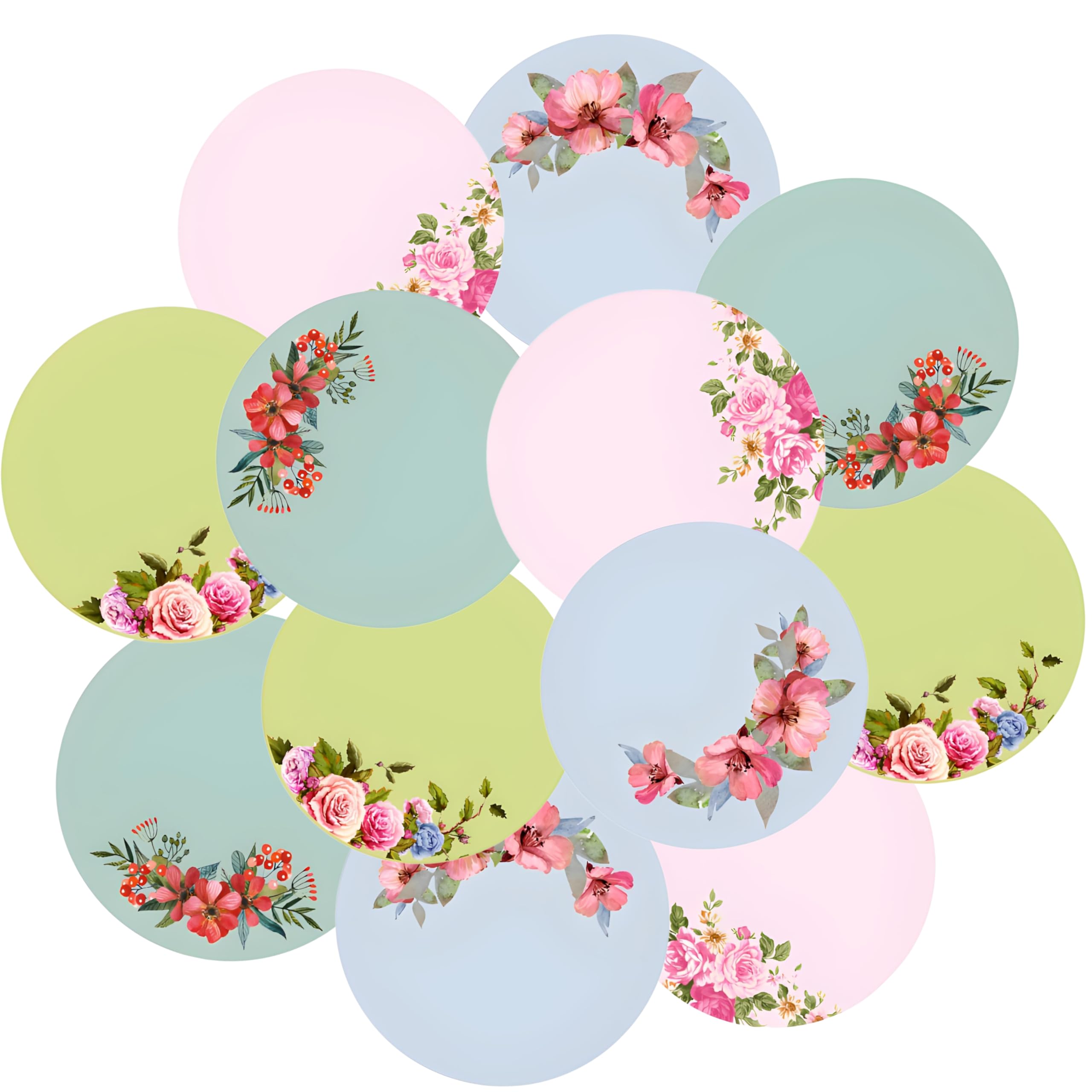 Alwin Floral 120 Pieces Note Lable Sticker for Gift Wrapping, 4 Unique Design, 2 Inch Round Stickers