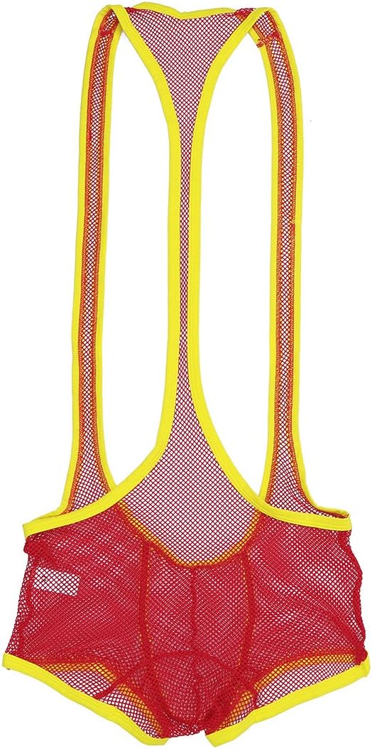 CHICTRY Men's See Through Fishnet Bodysuit U-Convex Pouch Jockstrap Underwear