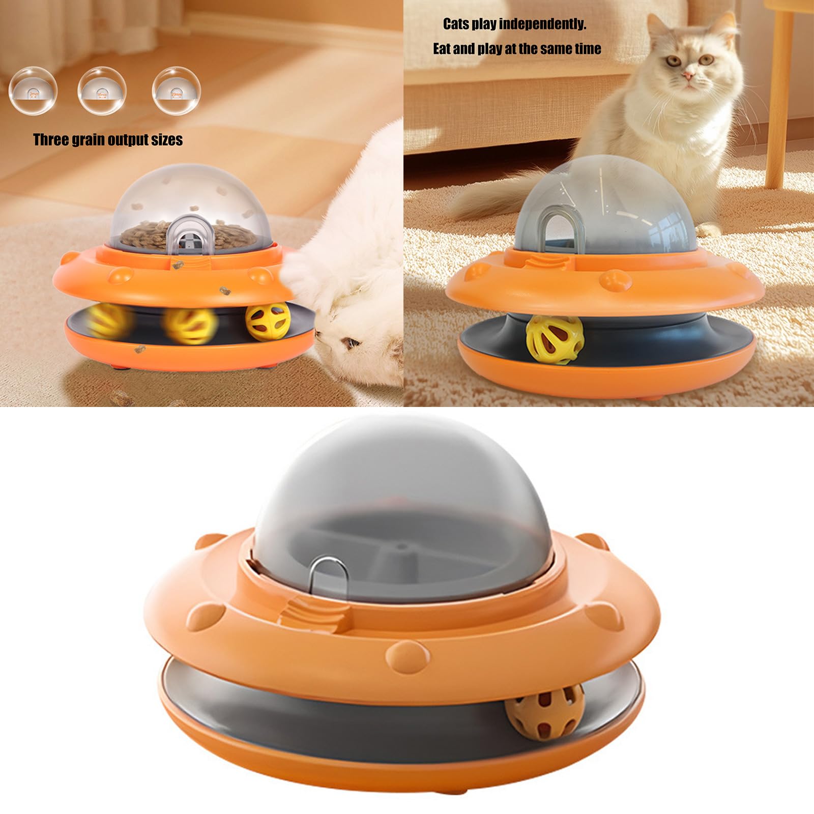 Intelligent Motions - Comederos activados para gatos, dispensador de golosinas de juguete con velocidad regular para mascotas en interiores, comederos de juego para gatos