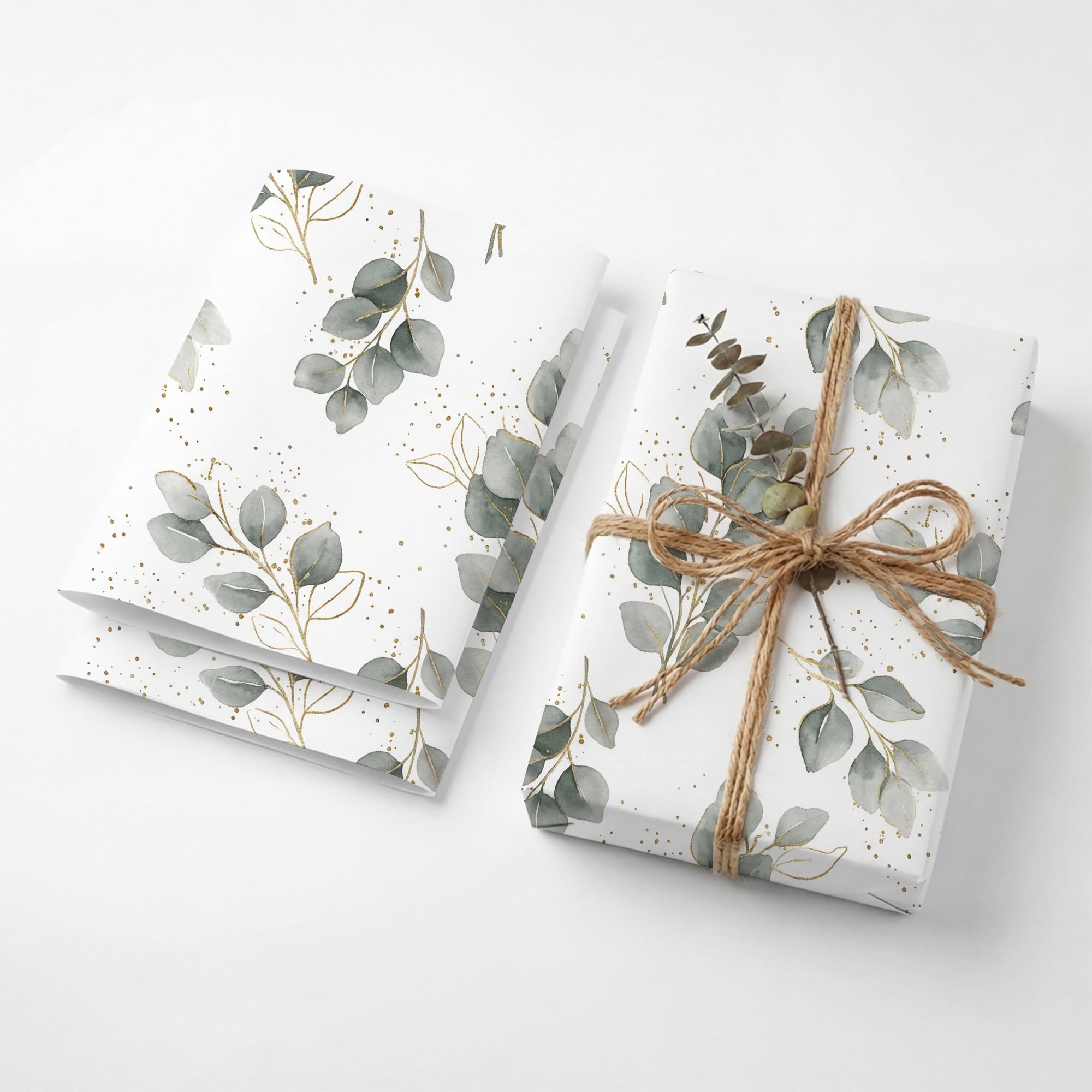 SHSEEN Watercolor Eucalyptus Wrapping Paper, 19.6 x 27.5 in, 2 Sheets — image 1