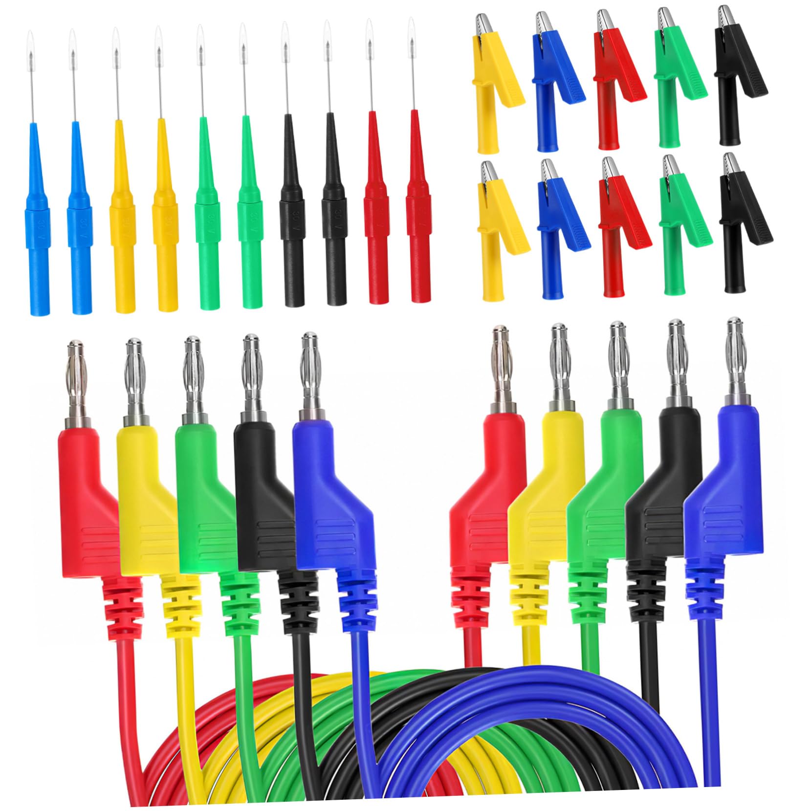 Set di Cavi con Pinze Coccodrillo per Tester Multimetro Elettrico