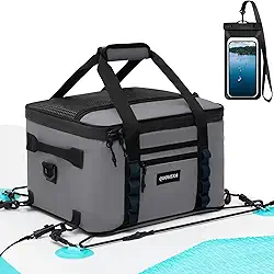 Bolsa térmica portátil para prancha de remo – Bolsa SUP à prova d'água com armazenamento isolado de 25L, zíper à prova de vazamento, bolsos laterais e alça de ombro – Cooler macio para caiaque