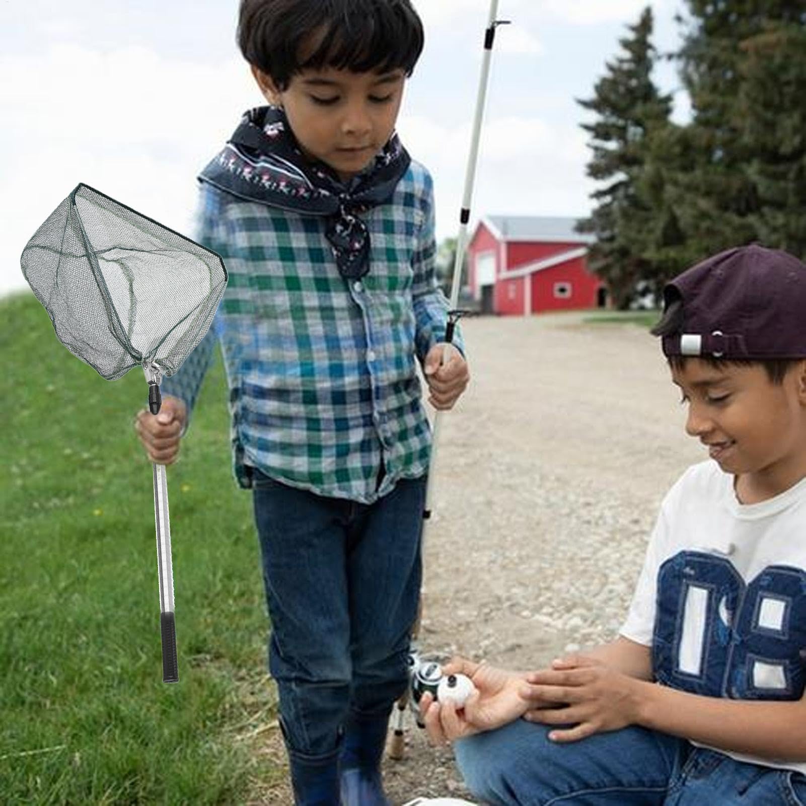 Red de pesca con mango telescópico, ajustable, resistente al desgaste | Accesorios plegables para actividades de pesca al aire libre