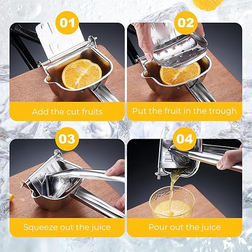 Miniatura 3 de Extractor de jugo de fruta fresca, exprimidor manual 2026 con agarre ergonómico, exprimidor de limón resistente de aleación de aluminio para limón,
