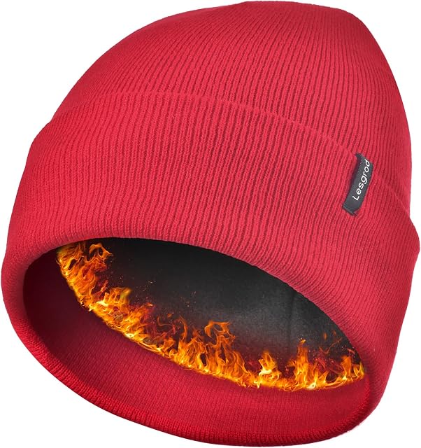 Lesgrod Beanie for Men and Women,Comfortable Breathable Soft Cuffed Beanie with Thick Warm LiningWinter Hats for Men, Gifts for Men Women