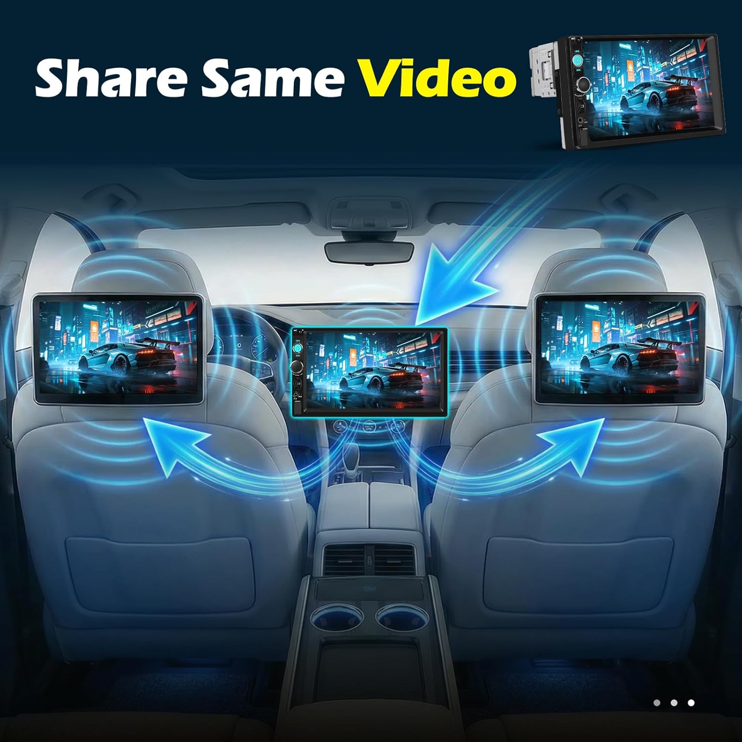 7 Inch Single Din Car Radio, 1 Din IPS Touch Screen Car Stereo with Wireless Carplay and Android Auto, Bluetooth, Yo-u-Tu-be Video, Mirror Link, FM Radio, SWC, USB, EQ, Backup Cam
