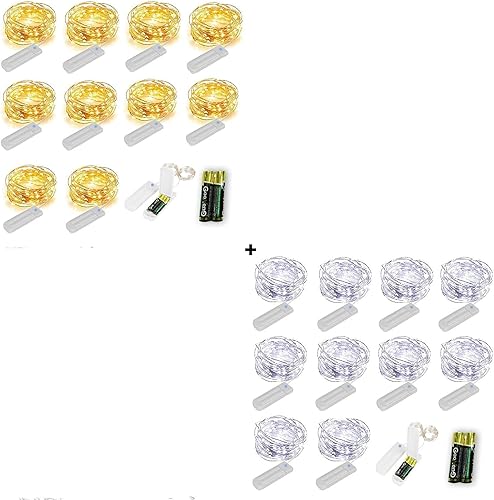 ZNYCYE Paquete de 10 luces de hadas que funcionan con pilas + 10 luces de hadas que funcionan con pilas