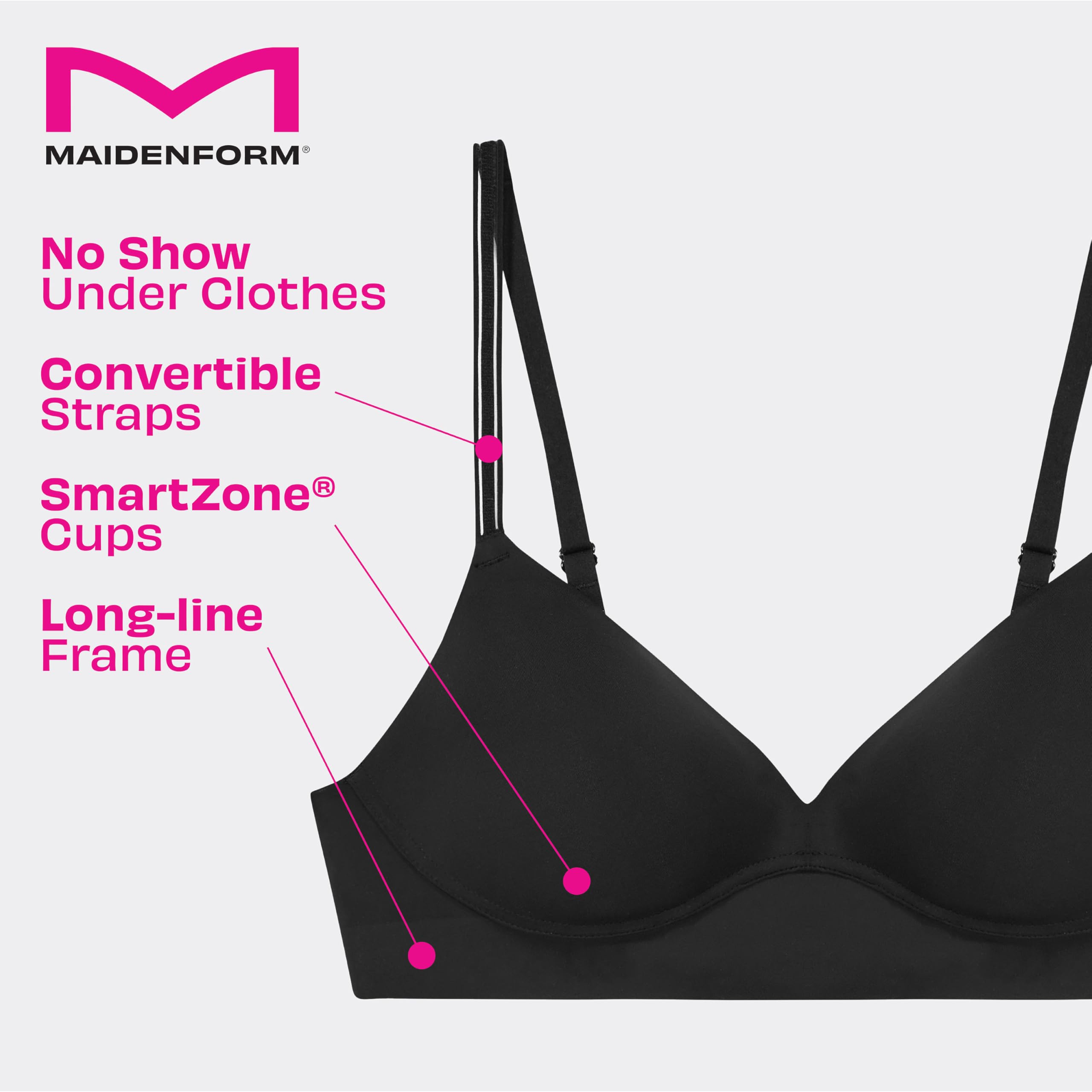 Maidenform Damski biustonosz bez fiszbin, z fiszbinami i ramiączkami, Beżowy biszkopt, M