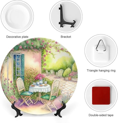 Miniatura 3 de Platos decorativos, acuarela italiana para jardín, placa de cena de cerámica con soporte de exhibición, decoración para colgar en la pared para sala