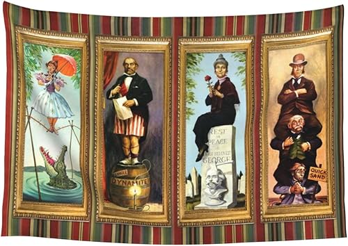 Miniatura 5 de Flurvivo Tapiz embrujado de 60 x 40 pulgadas, tapiz de terror de Halloween para colgar en la pared, arte de pared para decoración de fiesta temática