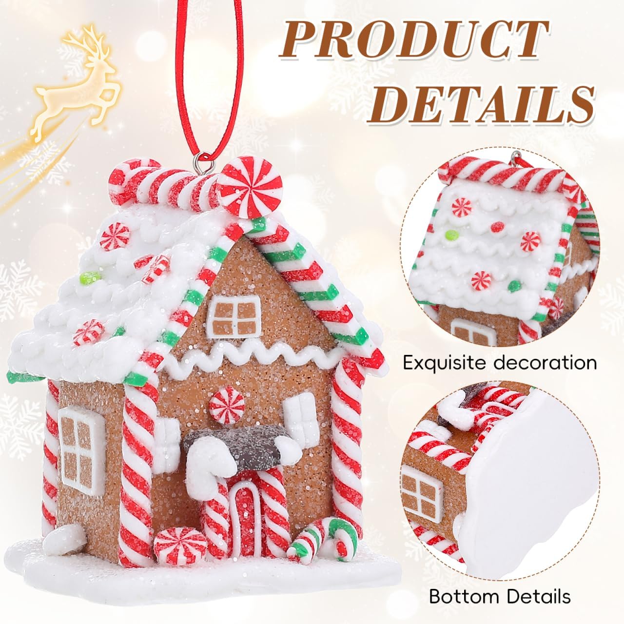 TOYANDONA Resin Christmas Village Houses House Christmas Gingerbread Ornament Hanging Pendant for Tree Holiday Gingerbread Decoration Hanging Ornaments