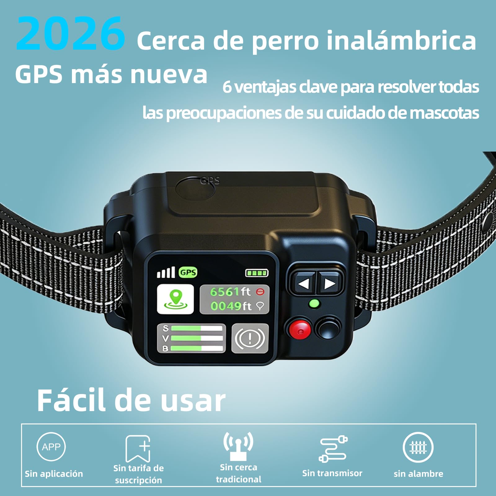 Sistema de Valla Inalámbrica GPS para Perros, Distancia Ajustable 15-2000m, 3 Modos de Entrenamiento, Carga Magnética, Impermeable, Sin Suscripciones, Ideal para Perros Grandes, Medianos y Pequ